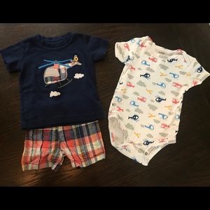 Helicopter onesie bodysuit & T-shirt/ shorts